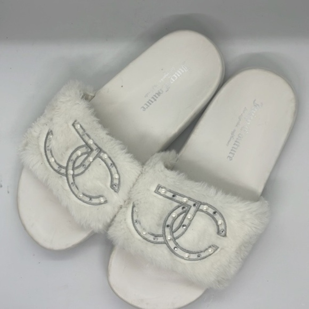 Juicy couture shoes fuzzy slides size 8 White